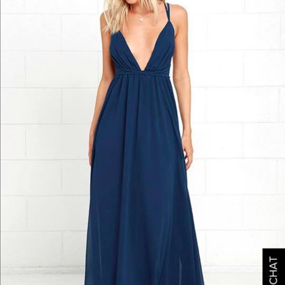 Lulus flutterfreely Navy Blue Dress